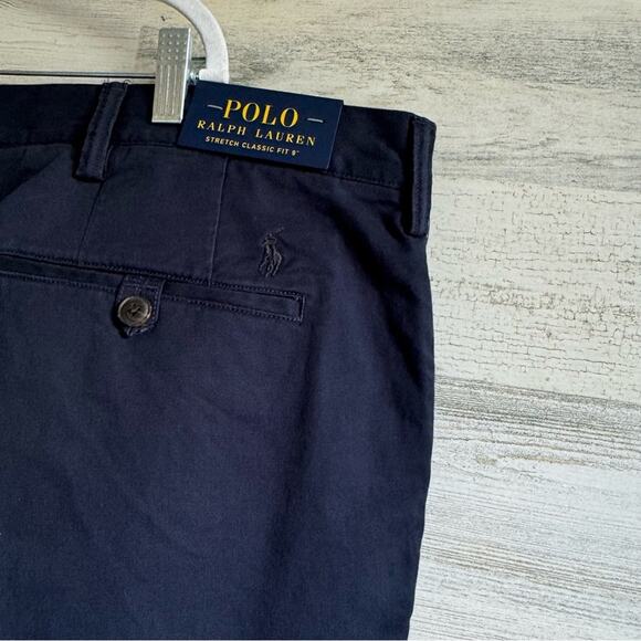 🍁 NWT Polo Ralph Lauren Stretch Classic Fit 9” Chino Shorts Navy Plus Size - Picture 7 of 12